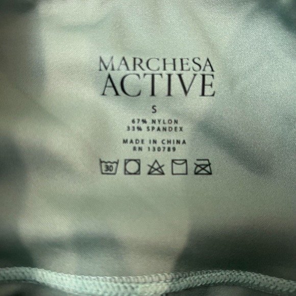 Marchesa Active Olivia Biker Shorts Size Small Sage Green Side Mesh Athletic - Picture 13 of 14